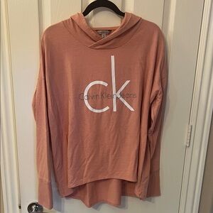Calvin Klein Jeans Soft Pink / coral Top with hood and thumb holes